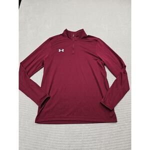 Under Armour Shirt Mens Medium Maroon Quarter Zip Pullover Light Weight Active